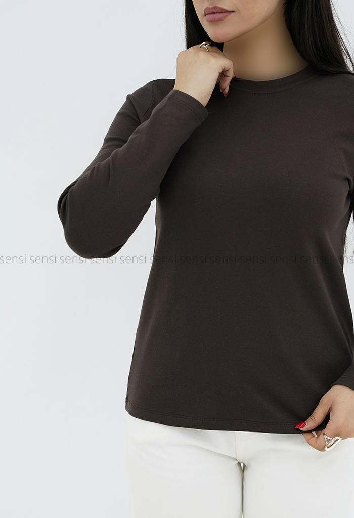 بلوز زنانه یقه گرد آستین بلند کد1005068